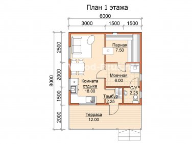 Баня из бруса 6х8 по проекту Рада - вид 6