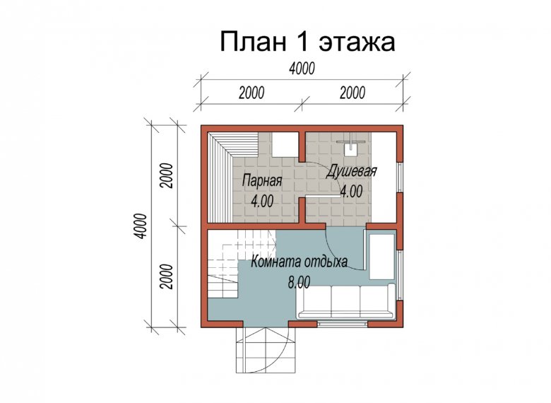 Каркасная баня 4х4 «Севастополь» - фото 2