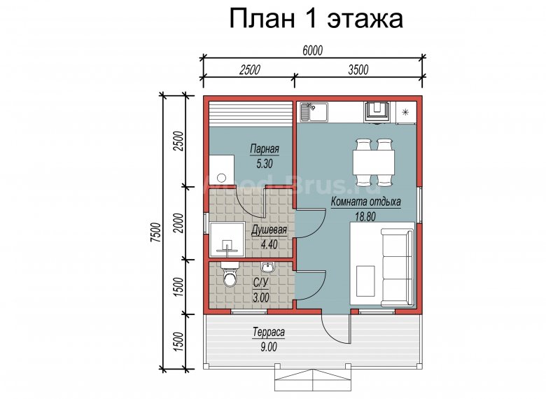 Каркасная баня 6х7.5 Ноябрьск - фото 6