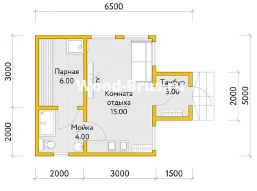 Сруб бани проект Марта - 2