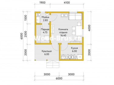 Сруб бани проект Руна - 2