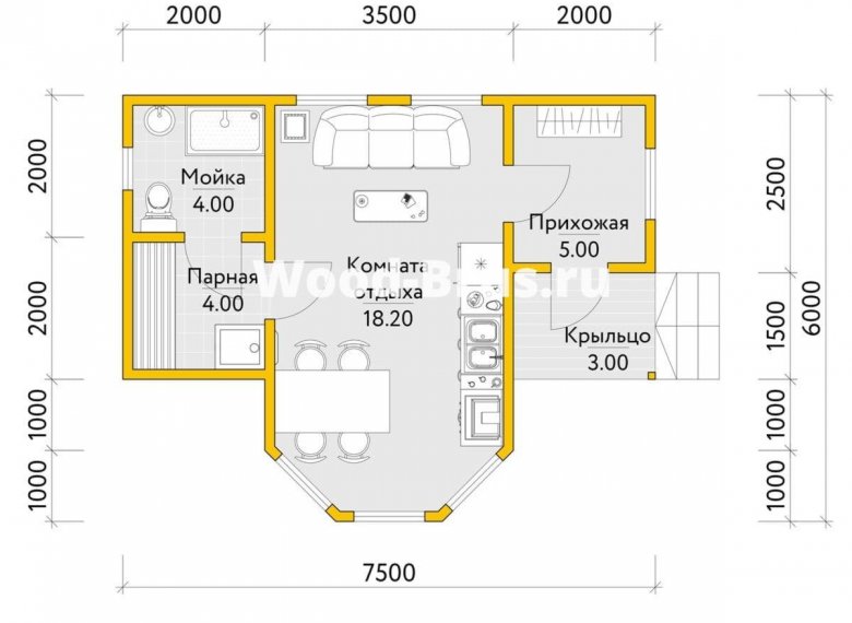 Сруб бани 6х7,5 Симона - фото 2