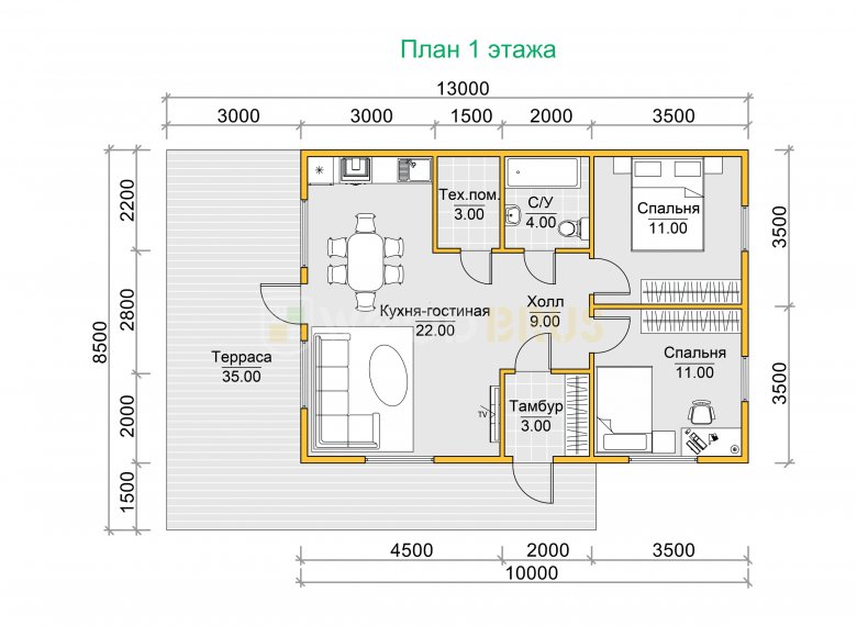 Дом из бруса 8.5х13 «Нильс» - фото 6