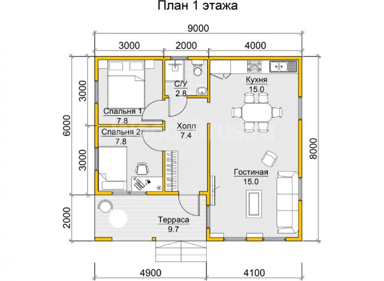 Дом из бруса 8х9 Давид - фото 2