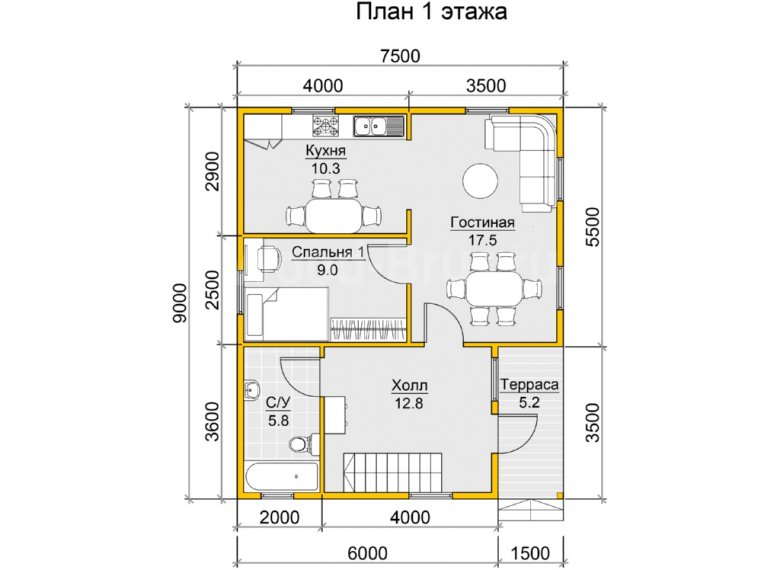 Дом из бруса 7.5х9 Климис - фото 2