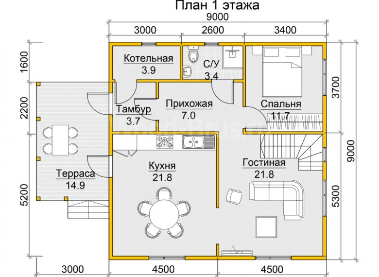 Дом из бруса 9х9 Дианум - фото 2