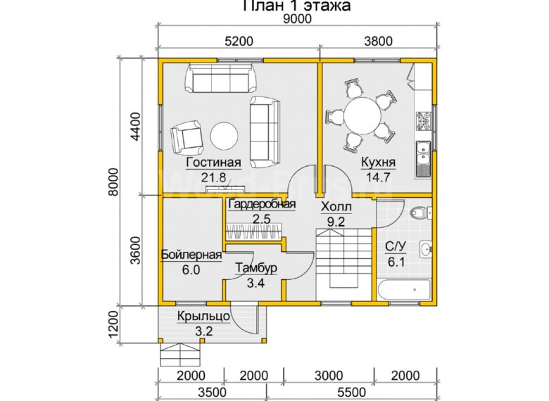 Дом из бруса 8х9 Бари - фото 2