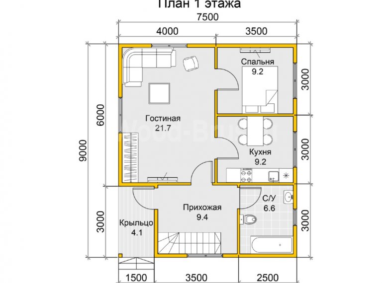 Дом из бруса 7.5х9 Олибрий - фото 2
