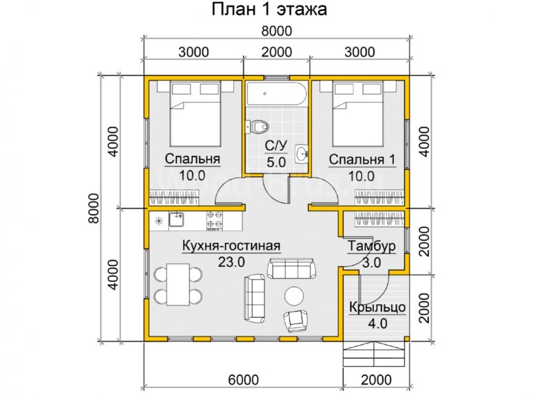 Дом из бруса 8х8 Лецци - фото 2