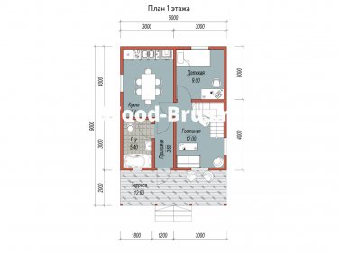 Каркасный дом 6х9 по проекту 