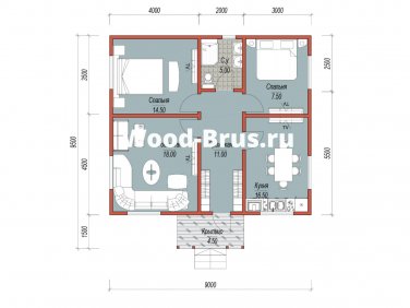 Каркасный дом 9х9 по проекту «Раменское» - вид 2