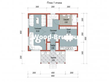 Каркасный дом 8х8 по проекту Красноярск - вид 2