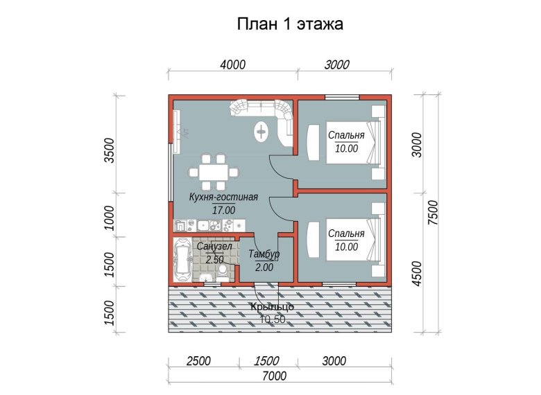 Каркасный дом 7х7.5 «Михнево» - фото 6