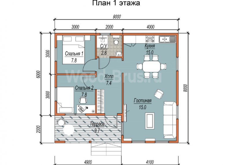 Каркасный дом 8х9 Томилино - фото 2