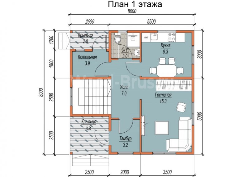 Каркасный дом 8х8 Октябрьский - фото 2