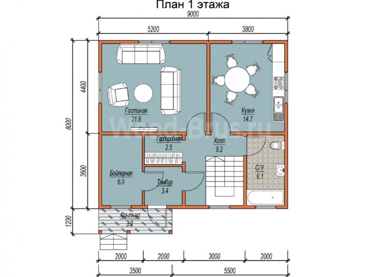 Каркасный дом 8х9 Тучково - фото 2