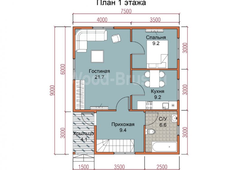 Каркасный дом 7.5х9 Боброво - фото 2