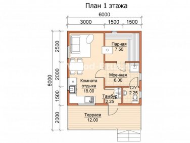 Баня из бруса 6х8 по проекту Рада - фото - 1